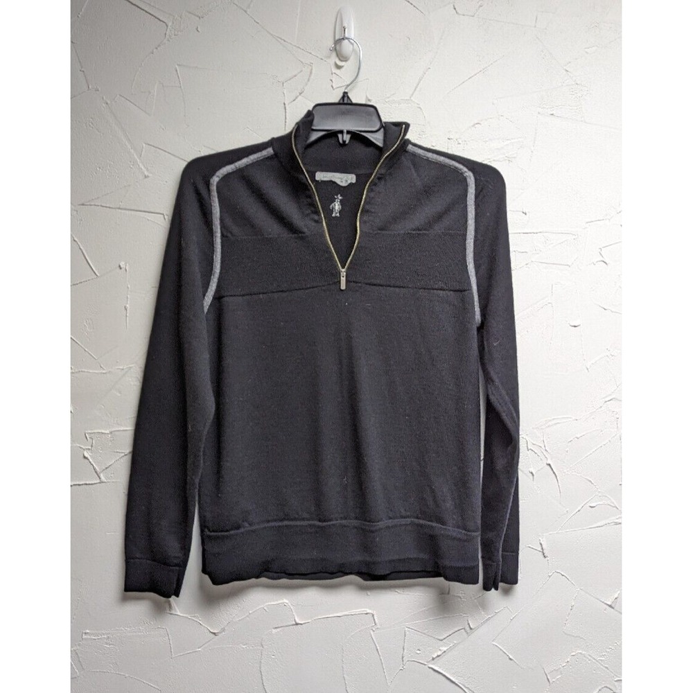 Smartwool 1/4 Zip  Mens M Black 100% Merino Wool Pullover Stretch
